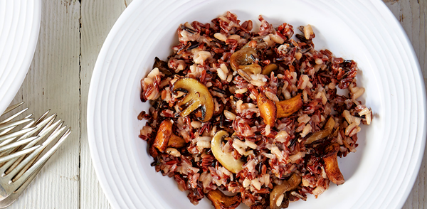 Wild rice & mushroom risotto with roast garlic