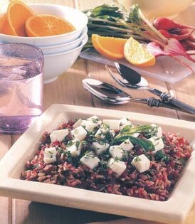 Wild rice and haloumi salad