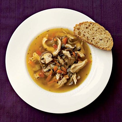 Wild rice and mushroom soup with chicken