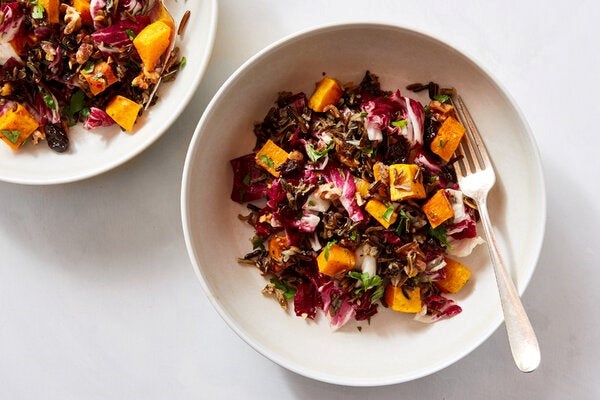 Wild rice and roasted squash salad with cider vinaigrette