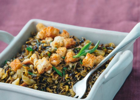Wild rice-and-sage stuffing with crunchy croutons