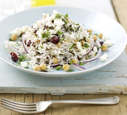 Wild rice, cranberry and feta salad