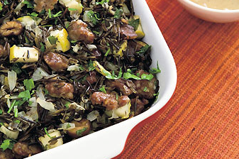 Wild rice dressing with apples and chestnuts