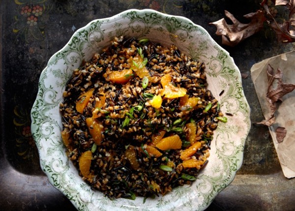 Wild rice, farro, and tangerine salad