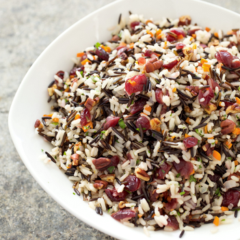 Wild rice pilaf with pecans and dried cranberries