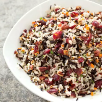 Wild rice pilaf with pecans and dried cranberries