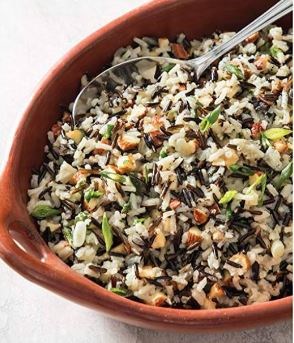 Wild rice pilaf with scallions and almonds