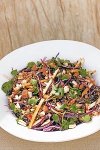 Wild rice, red cabbage, apple and toasted cobnut salad