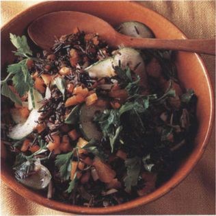 Wild rice salad with cucumber and fresh orange