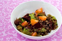 Wild rice salad with oranges and roasted beets