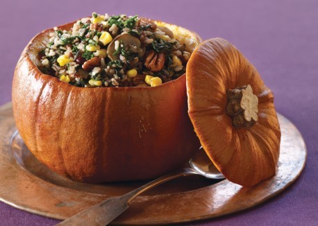 Wild rice-stuffed pumpkin