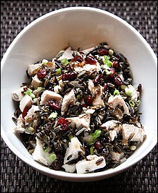 Wild rice turkey salad with dried cranberries