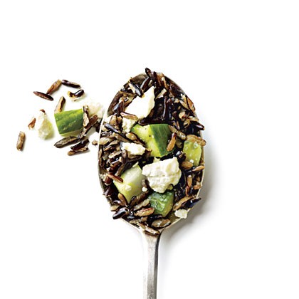 Wild rice with cucumber and feta