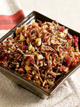 Wild rice with dried cranberries and hazelnuts