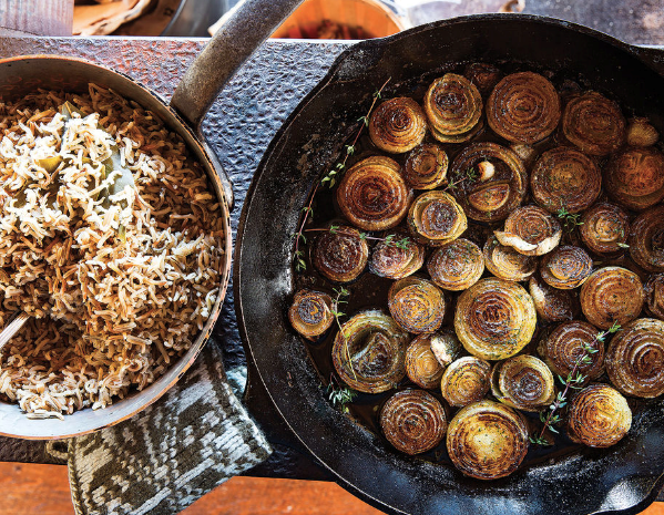 Wild rice with roasted buttered onions