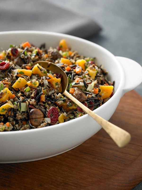 Wild rice with roasted chestnuts and cranberries