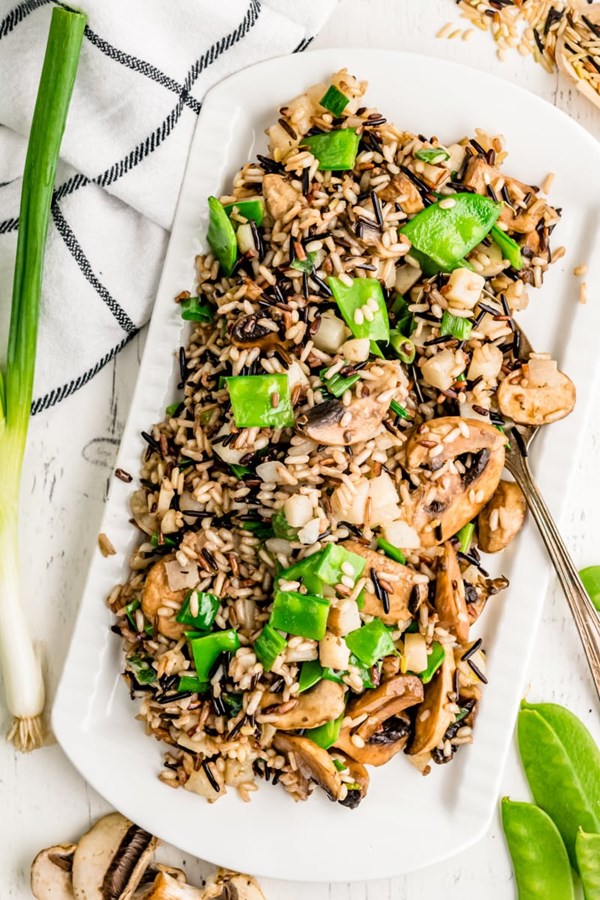Wild rice with snowpeas