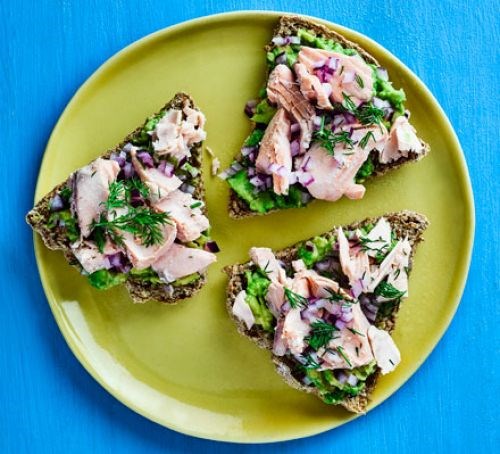 Wild salmon & avocado triangles 