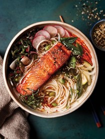 Wild salmon noodle soup