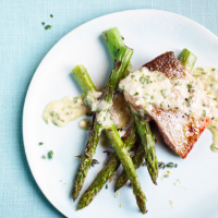 Wild salmon with asparagus and herb beurre blanc 