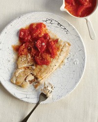 Wild striped bass with tomato fondue