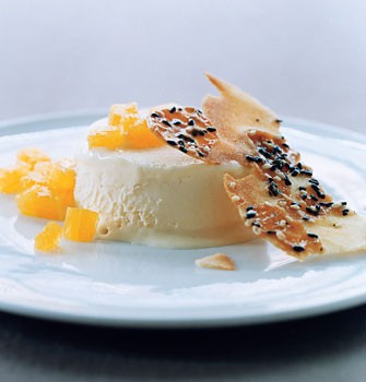 Wildflower-honey semifreddo with honey sesame wafers