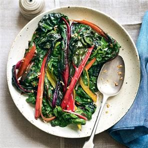 Wilted chard with butter and garlic