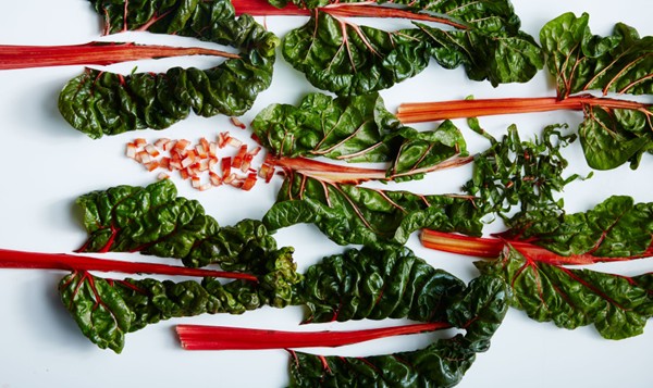 Wilted chard with shallots and vinegar