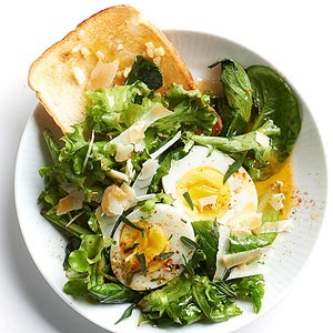 Wilted greens and eggs