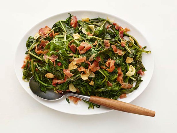 Wilted greens with bacon