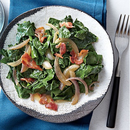Wilted kale with bacon and vinegar