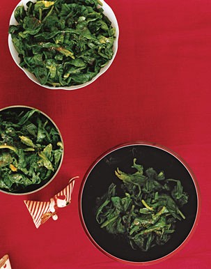 Wilted spinach with nutmeg butter