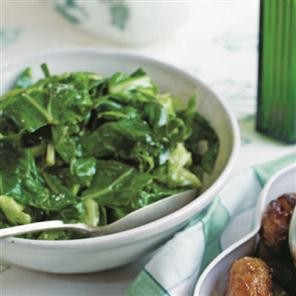 Wilted spring greens with wild garlic