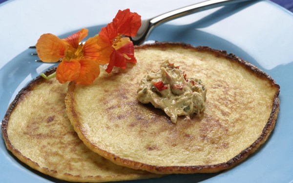 Wilton's corn cakes with nasturtium butter