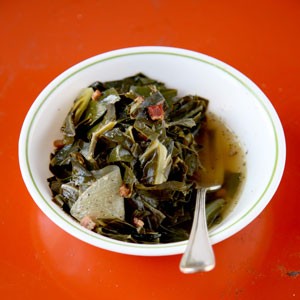 Wine-simmered collard greens