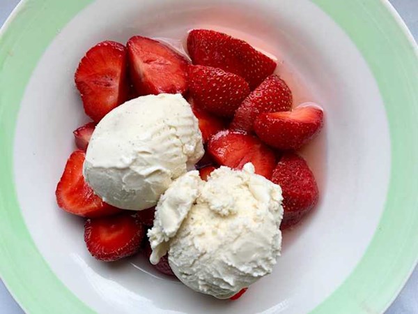 Wine-soaked strawberries