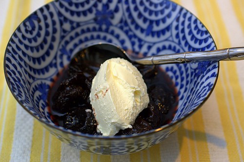 Wine-stewed prunes & mascarpone