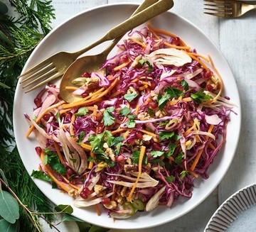 Winter cabbage & fennel slaw with pomegranate