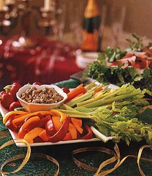 Winter crudités with walnut-garlic dip