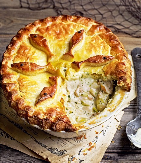Winter fish pie with potato pastry crust
