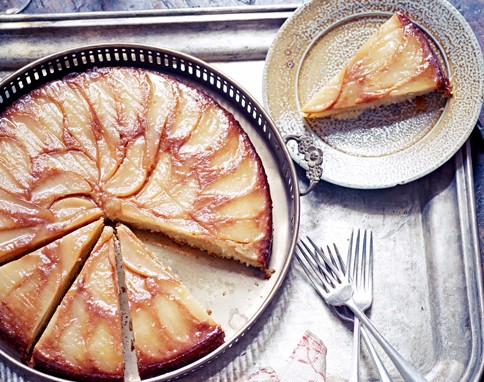 Winter ginger, pear and almond cake