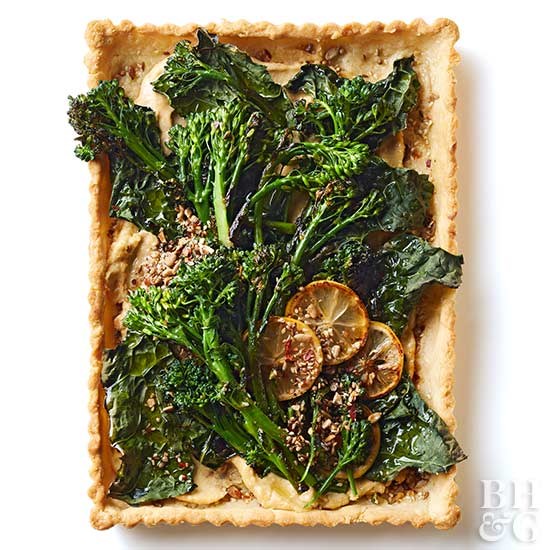 Winter greens and broccolini tart