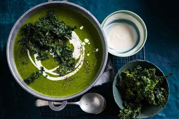 Winter greens bone broth