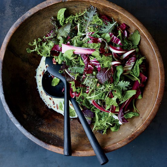 Winter greens salad with buttermilk dressing