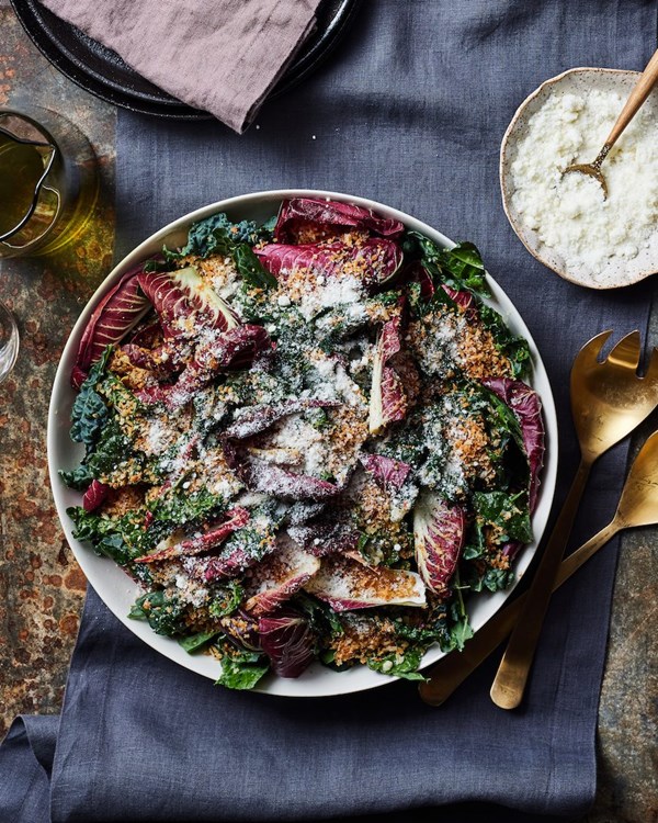 Winter greens salad with pecorino dressing