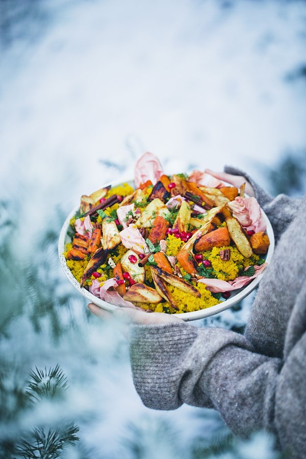 Winter holiday saffron & millet salad