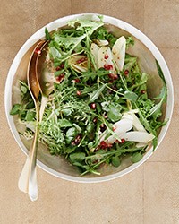 Winter lettuces with pomegranate seeds