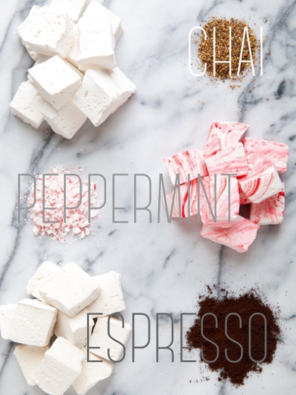 Winter marshmallow trio: Chai, peppermint and espresso