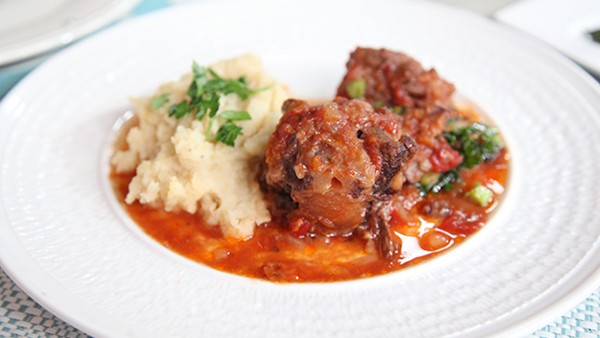 Winter oxtail stew with pumpkin and kale