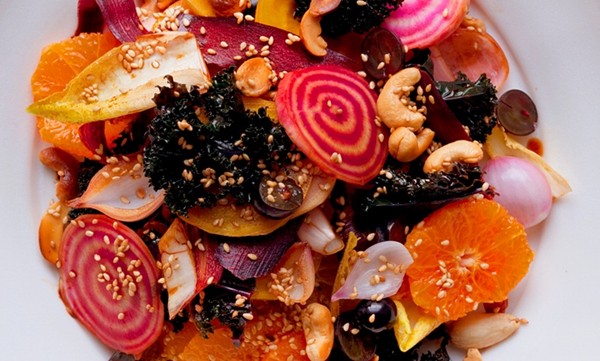 Winter root salad, citrus dressing